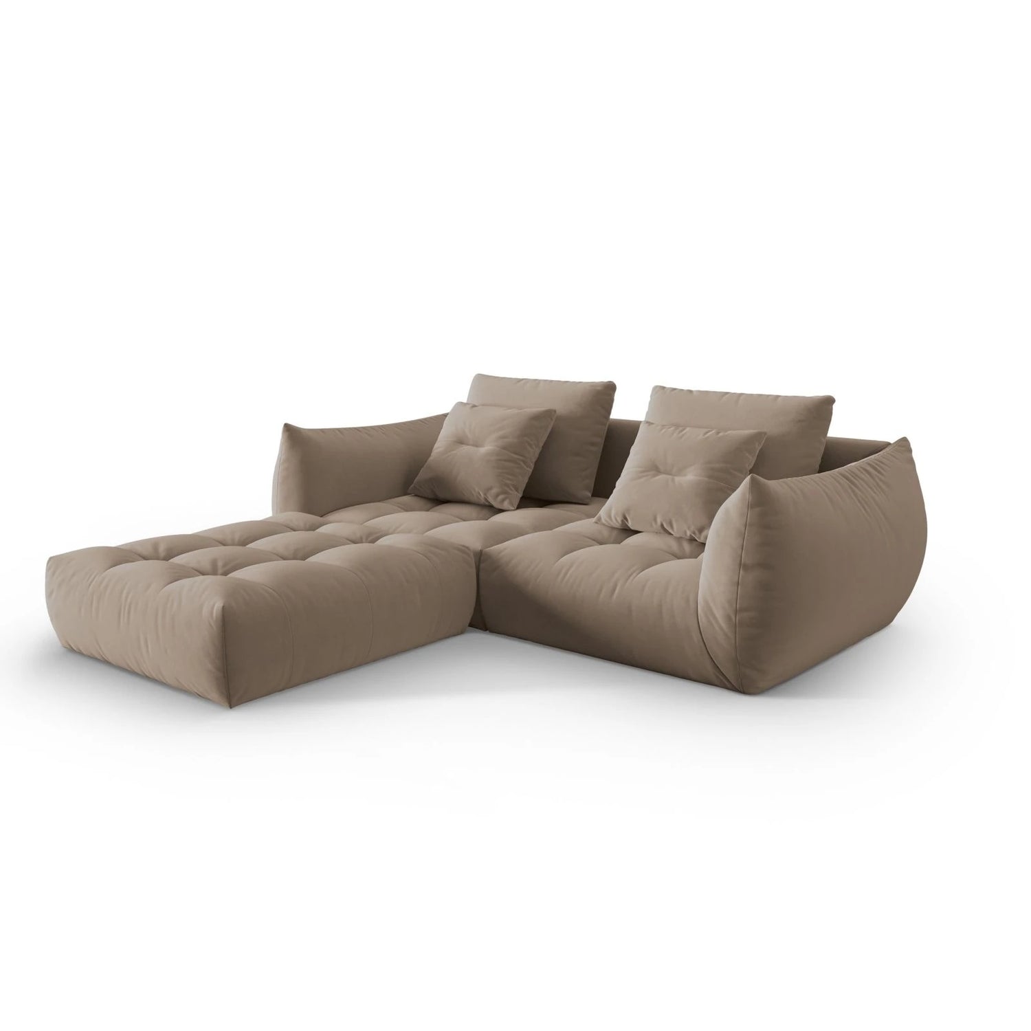 Bloom modulares Ecksofa mit Bezug aus Samt (Casino Taupe) in Hellbraun, 232x216 cm – Bild 3