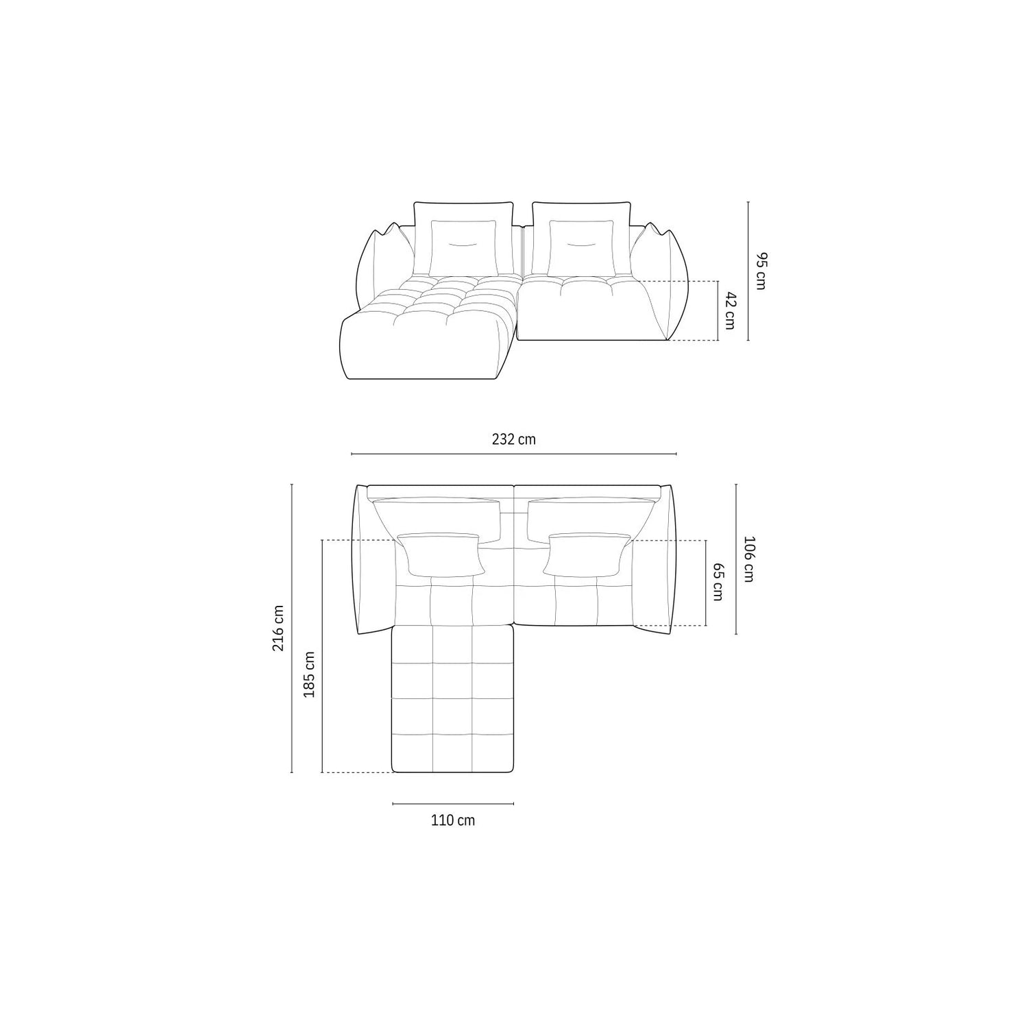 Bloom modulares Ecksofa mit Bezug aus Strukturierter Stoff (City 36) in Moosgrün, 232x216 cm – Bild 2