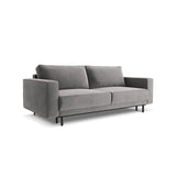 Caro 3-Sitzer Sofa mit Schlaffunktion, in Samt (Blu13) in Hellgrau, 236x97 cm – Bild 4