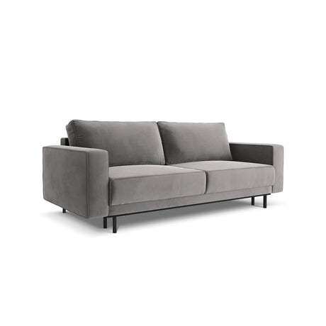 Caro 3-Sitzer Sofa mit Schlaffunktion, in Samt (Blu13) in Hellgrau, 236x97 cm – Bild 4