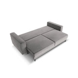 Caro 3-Sitzer Sofa mit Schlaffunktion, in Samt (Blu13) in Hellgrau, 236x97 cm – Bild 5
