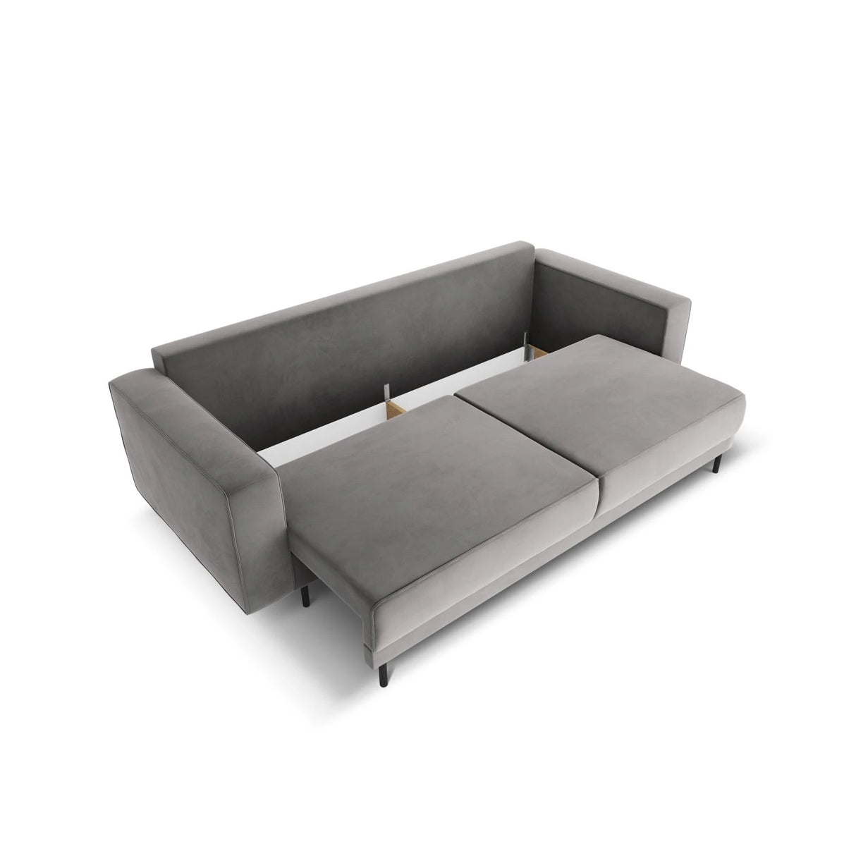 Caro 3-Sitzer Sofa mit Schlaffunktion, in Samt (Blu13) in Hellgrau, 236x97 cm – Bild 6