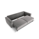 Caro 3-Sitzer Sofa mit Schlaffunktion, in Samt (Blu13) in Hellgrau, 236x97 cm – Bild 6
