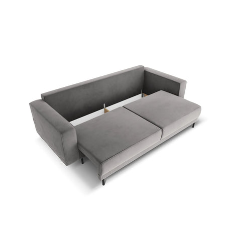 Caro 3-Sitzer Sofa mit Schlaffunktion, in Samt (Blu13) in Hellgrau, 236x97 cm – Bild 6