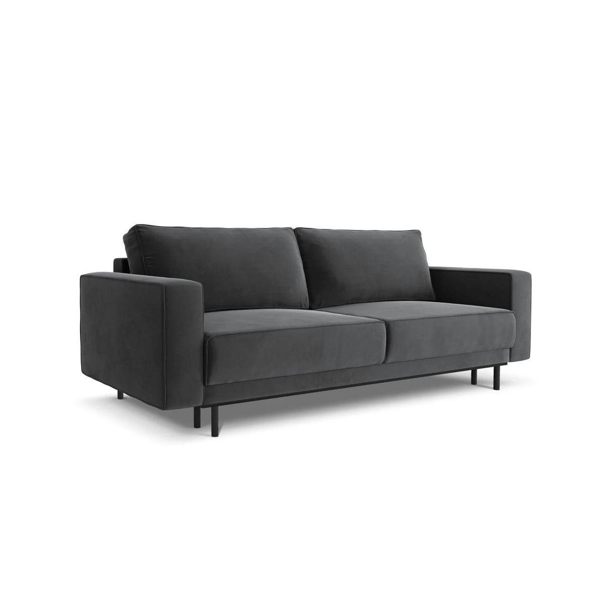 Caro 3-Sitzer Sofa mit Schlaffunktion, in Samt (Blu14) in Grau, 236x97 cm – Bild 4