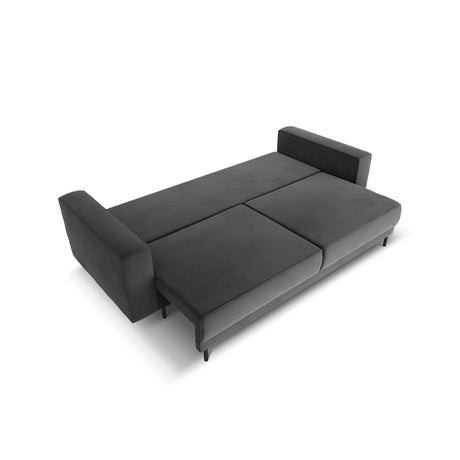 Caro 3-Sitzer Sofa mit Schlaffunktion, in Samt (Blu14) in Grau, 236x97 cm – Bild 5