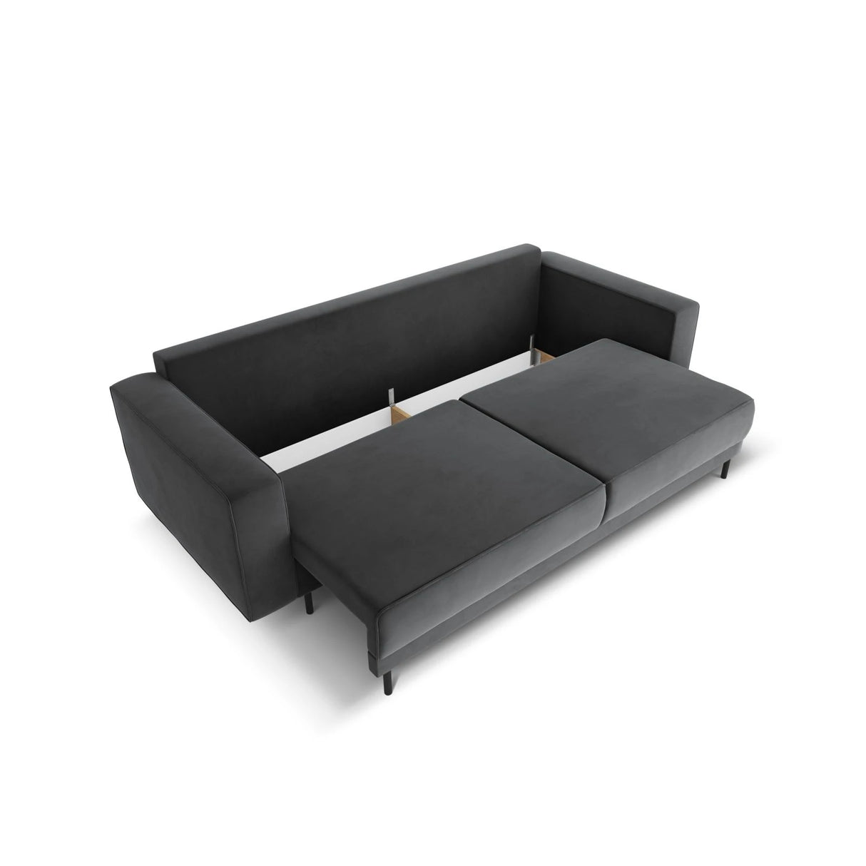 Caro 3-Sitzer Sofa mit Schlaffunktion, in Samt (Blu14) in Grau, 236x97 cm – Bild 6