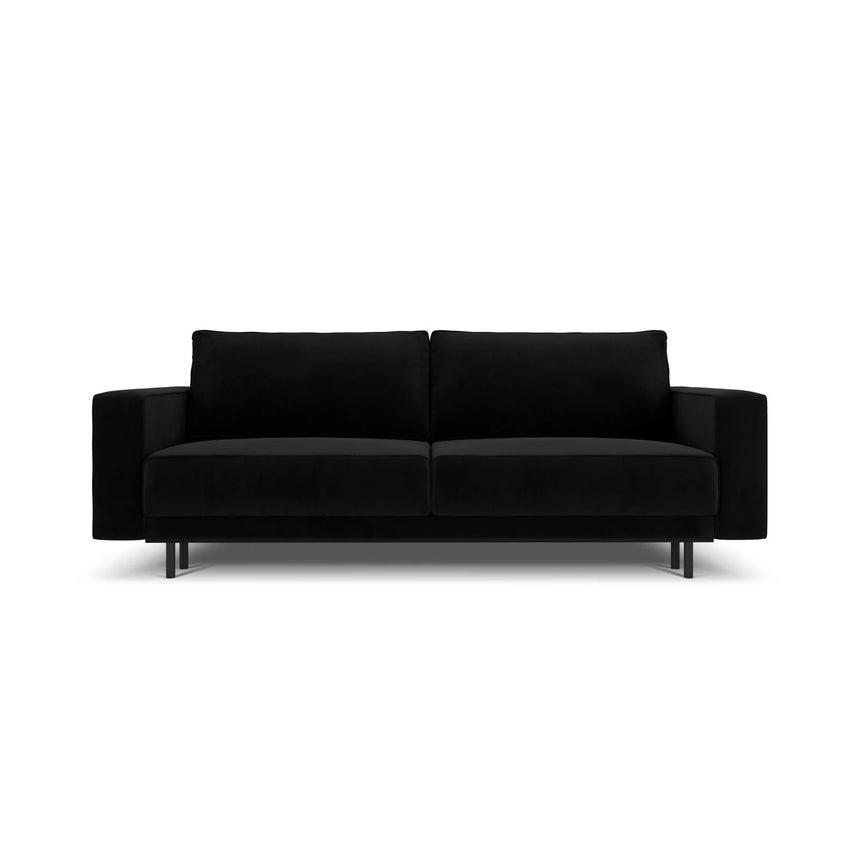 Caro 3-Sitzer Sofa mit Schlaffunktion, in Samt (Blu19) in Schwarz, 236x97 cm – Bild 1