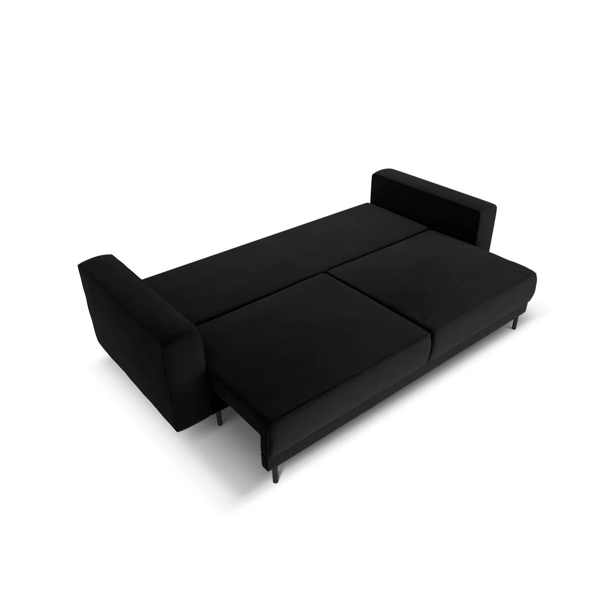 Caro 3-Sitzer Sofa mit Schlaffunktion, in Samt (Blu19) in Schwarz, 236x97 cm – Bild 5