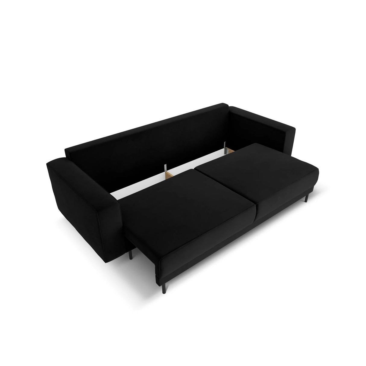 Caro 3-Sitzer Sofa mit Schlaffunktion, in Samt (Blu19) in Schwarz, 236x97 cm – Bild 6