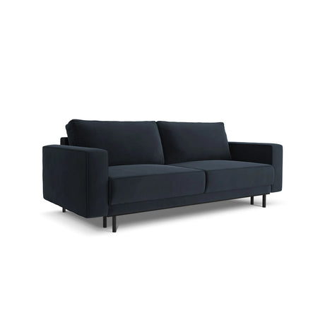 Caro 3-Sitzer Sofa mit Schlaffunktion, in Samt (Blu89) in Dunkelblau, 236x97 cm – Bild 4