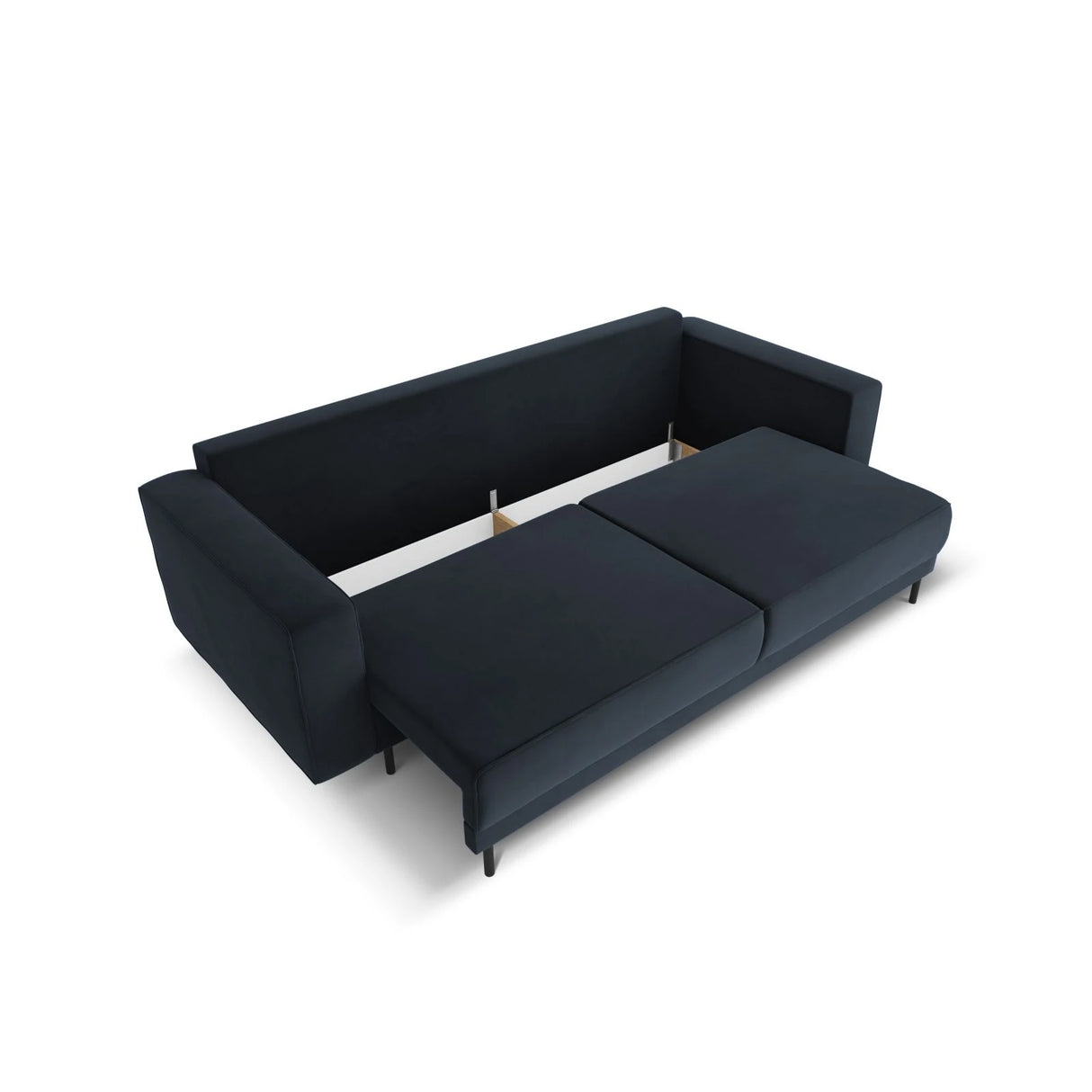 Caro 3-Sitzer Sofa mit Schlaffunktion, in Samt (Blu89) in Dunkelblau, 236x97 cm – Bild 6