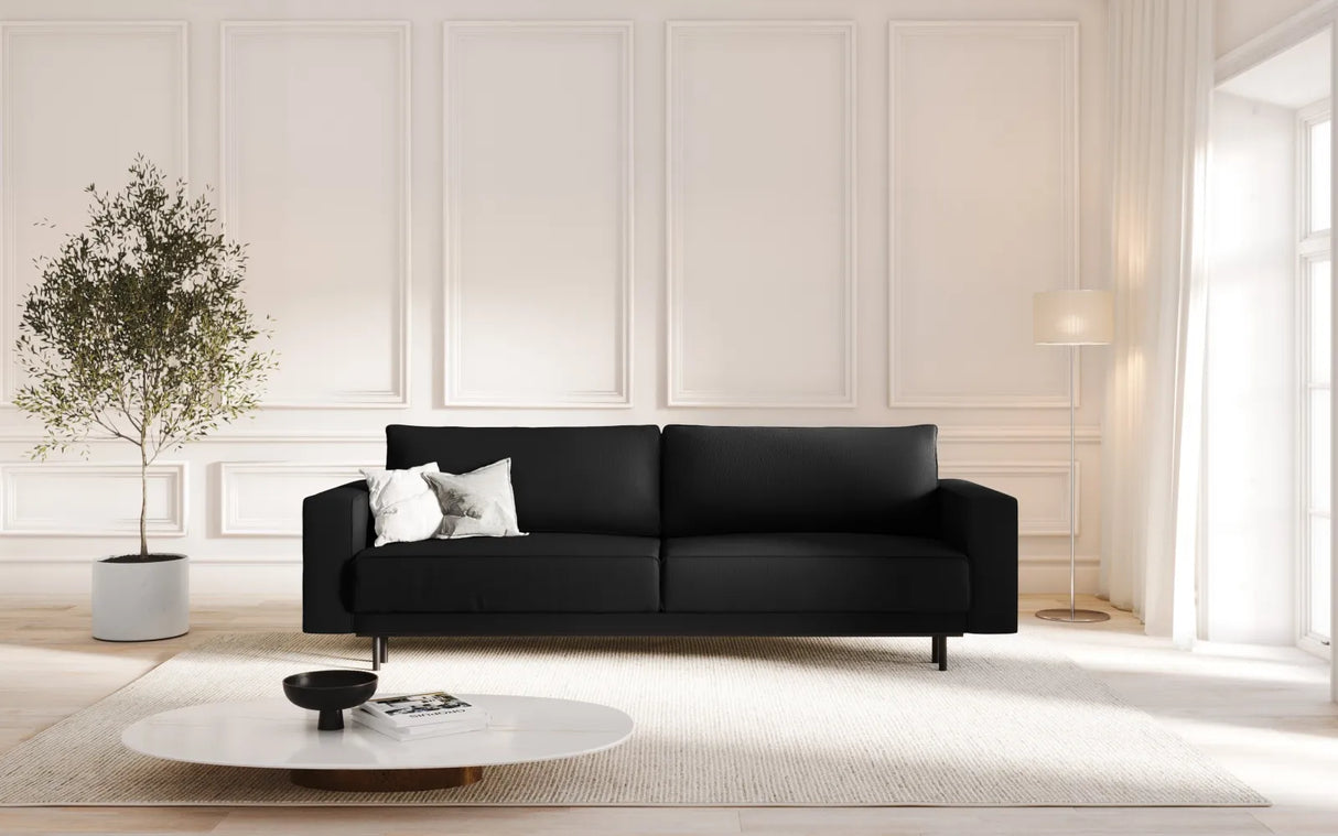 Caro 3-Sitzer Sofa mit Schlaffunktion, in Strukturierter Stoff (Meg368) in Schwarz, 236x97 cm – Bild 2