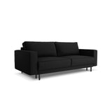 Caro 3-Sitzer Sofa mit Schlaffunktion, in Strukturierter Stoff (Meg368) in Schwarz, 236x97 cm – Bild 4
