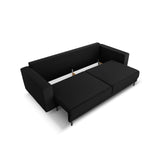 Caro 3-Sitzer Sofa mit Schlaffunktion, in Strukturierter Stoff (Meg368) in Schwarz, 236x97 cm – Bild 6