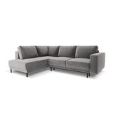 Caro 5-Sitzer Ecksofa Linke Seite, mit Schlaffunktion, in Samt (Blu13) in Hellgrau, 247x187 cm – Bild 1