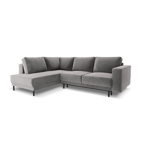 Caro 5-Sitzer Ecksofa Linke Seite, mit Schlaffunktion, in Samt (Blu13) in Hellgrau, 247x187 cm – Bild 1