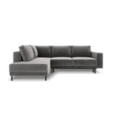 Caro 5-Sitzer Ecksofa Linke Seite, mit Schlaffunktion, in Samt (Blu13) in Hellgrau, 247x187 cm – Bild 4