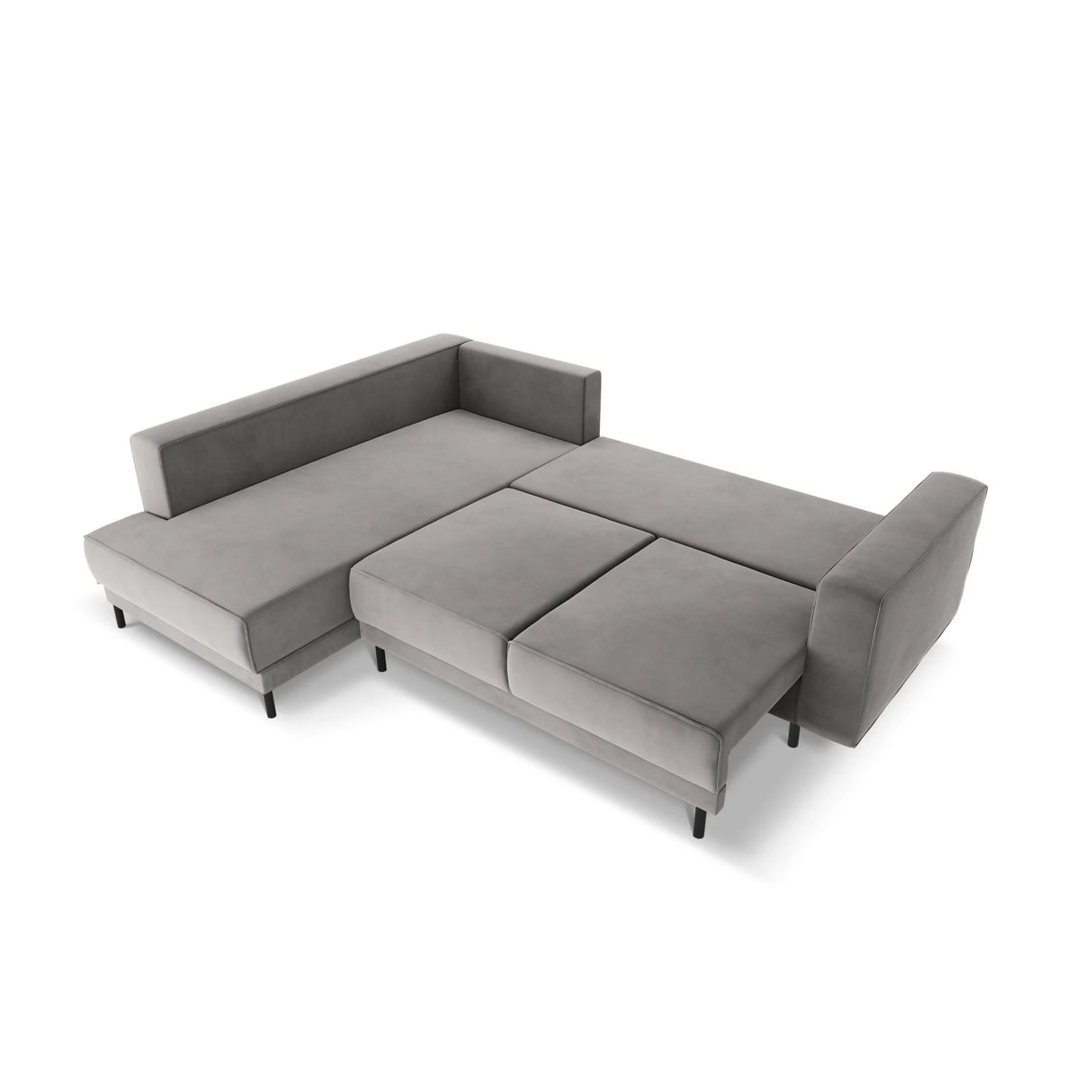Caro 5-Sitzer Ecksofa Linke Seite, mit Schlaffunktion, in Samt (Blu13) in Hellgrau, 247x187 cm – Bild 5