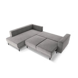 Caro 5-Sitzer Ecksofa Linke Seite, mit Schlaffunktion, in Samt (Blu13) in Hellgrau, 247x187 cm – Bild 5