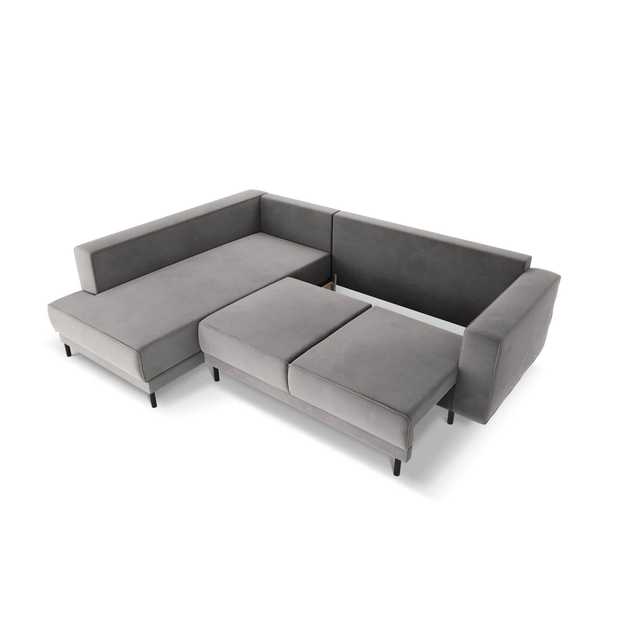 Caro 5-Sitzer Ecksofa Linke Seite, mit Schlaffunktion, in Samt (Blu13) in Hellgrau, 247x187 cm – Bild 6