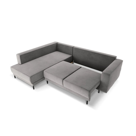Caro 5-Sitzer Ecksofa Linke Seite, mit Schlaffunktion, in Samt (Blu13) in Hellgrau, 247x187 cm – Bild 6
