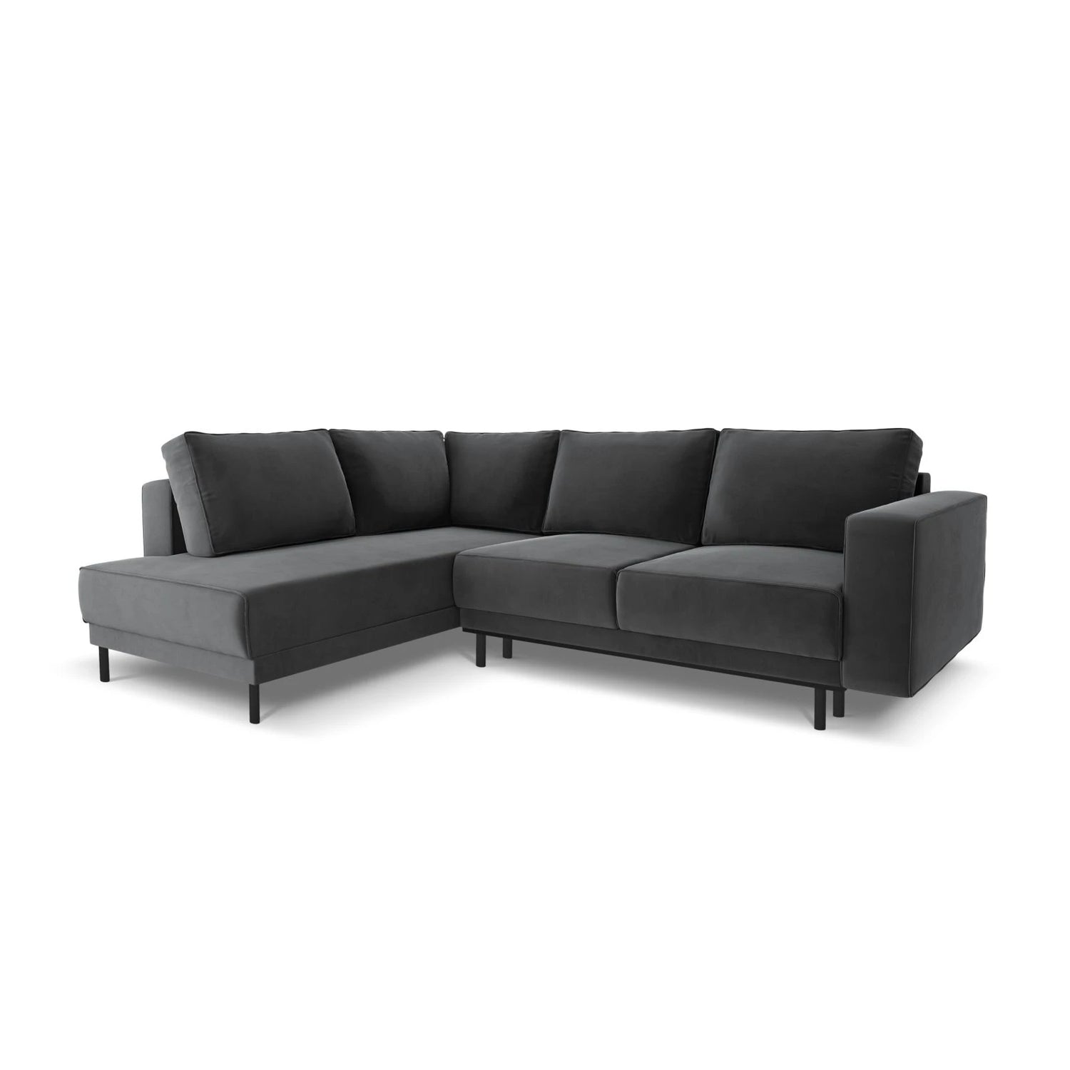 Caro 5-Sitzer Ecksofa Linke Seite, mit Schlaffunktion, in Samt (Blu14) in Grau, 247x187 cm – Bild 1