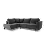 Caro 5-Sitzer Ecksofa Linke Seite, mit Schlaffunktion, in Samt (Blu14) in Grau, 247x187 cm – Bild 1