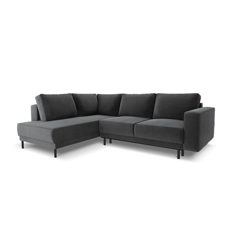 Caro 5-Sitzer Ecksofa Linke Seite, mit Schlaffunktion, in Samt (Blu14) in Grau, 247x187 cm – Bild 1