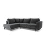 Caro 5-Sitzer Ecksofa Linke Seite, mit Schlaffunktion, in Samt (Blu14) in Grau, 247x187 cm – Bild 1