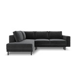 Caro 5-Sitzer Ecksofa Linke Seite, mit Schlaffunktion, in Samt (Blu14) in Grau, 247x187 cm – Bild 4