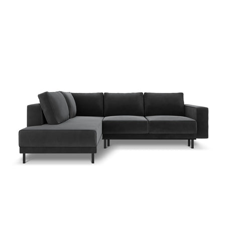 Caro 5-Sitzer Ecksofa Linke Seite, mit Schlaffunktion, in Samt (Blu14) in Grau, 247x187 cm – Bild 4