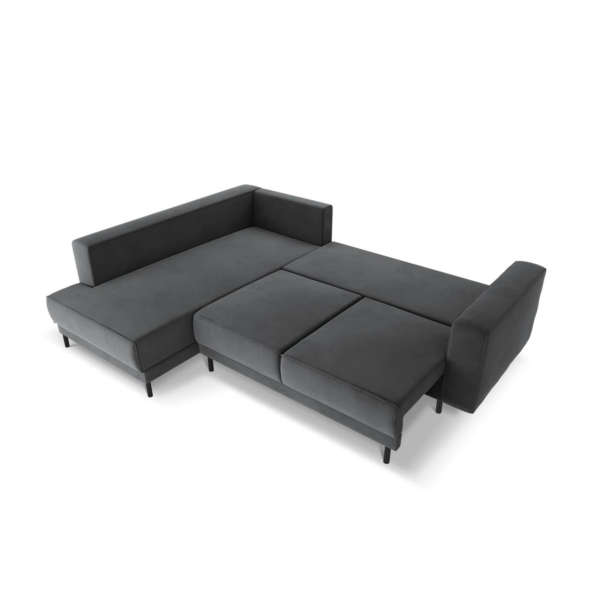 Caro 5-Sitzer Ecksofa Linke Seite, mit Schlaffunktion, in Samt (Blu14) in Grau, 247x187 cm – Bild 5