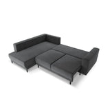 Caro 5-Sitzer Ecksofa Linke Seite, mit Schlaffunktion, in Samt (Blu14) in Grau, 247x187 cm – Bild 5