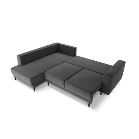 Caro 5-Sitzer Ecksofa Linke Seite, mit Schlaffunktion, in Samt (Blu14) in Grau, 247x187 cm – Bild 5