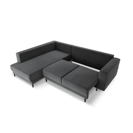 Caro 5-Sitzer Ecksofa Linke Seite, mit Schlaffunktion, in Samt (Blu14) in Grau, 247x187 cm – Bild 6