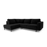 Caro 5-Sitzer Ecksofa Linke Seite, mit Schlaffunktion, in Samt (Blu19) in Schwarz, 247x187 cm – Bild 1