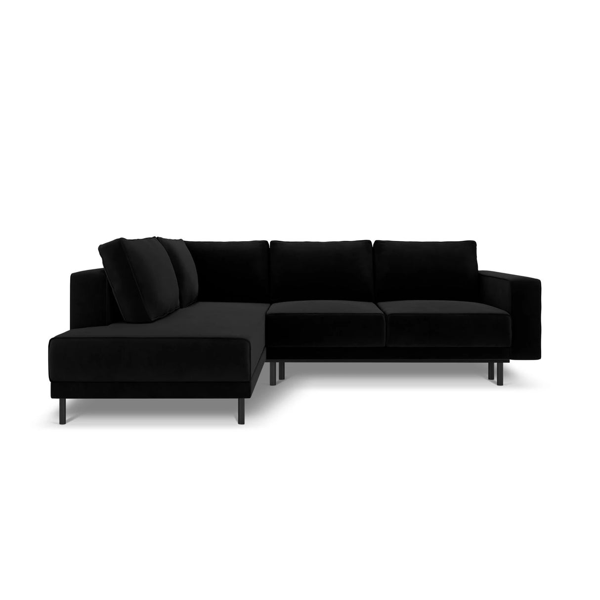 Caro 5-Sitzer Ecksofa Linke Seite, mit Schlaffunktion, in Samt (Blu19) in Schwarz, 247x187 cm – Bild 4