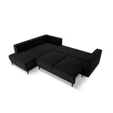 Caro 5-Sitzer Ecksofa Linke Seite, mit Schlaffunktion, in Samt (Blu19) in Schwarz, 247x187 cm – Bild 5