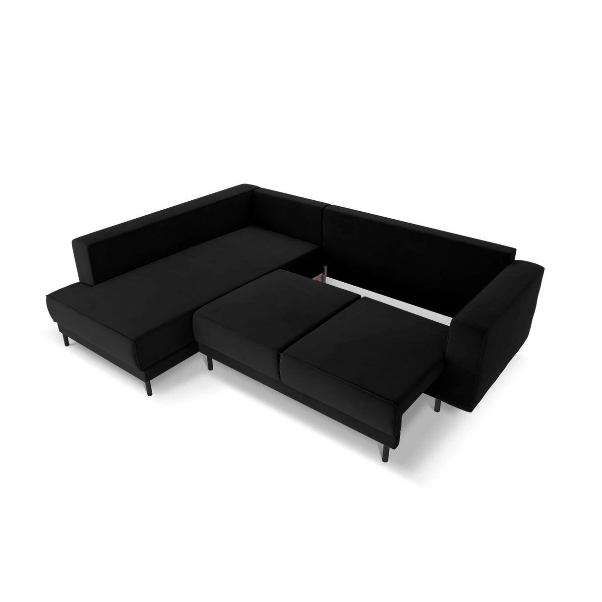Caro 5-Sitzer Ecksofa Linke Seite, mit Schlaffunktion, in Samt (Blu19) in Schwarz, 247x187 cm – Bild 6