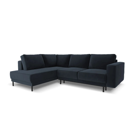 Caro 5-Sitzer Ecksofa Linke Seite, mit Schlaffunktion, in Samt (Blu89) in Dunkelblau, 247x187 cm – Bild 1