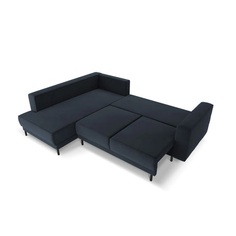 Caro 5-Sitzer Ecksofa Linke Seite, mit Schlaffunktion, in Samt (Blu89) in Dunkelblau, 247x187 cm – Bild 5