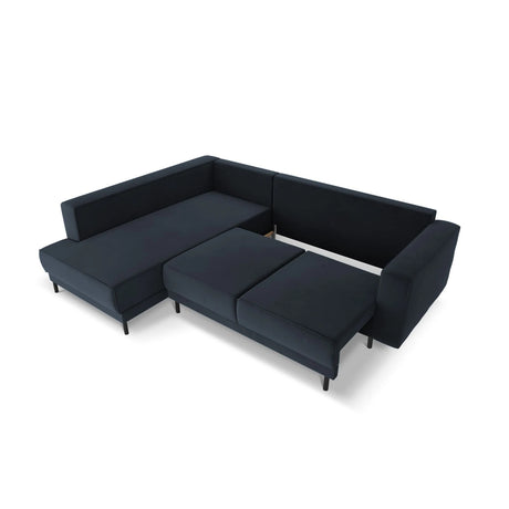 Caro 5-Sitzer Ecksofa Linke Seite, mit Schlaffunktion, in Samt (Blu89) in Dunkelblau, 247x187 cm – Bild 6