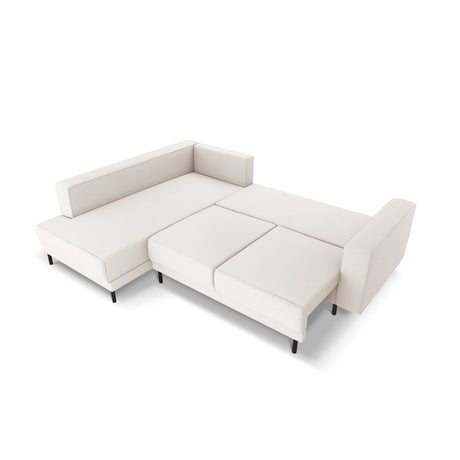 Caro 5-Sitzer Ecksofa Linke Seite, mit Schlaffunktion, in Strukturierter Stoff (Meg351) in Leichtes Beige, 247x187 cm – Bild 5