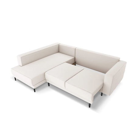 Caro 5-Sitzer Ecksofa Linke Seite, mit Schlaffunktion, in Strukturierter Stoff (Meg351) in Leichtes Beige, 247x187 cm – Bild 6