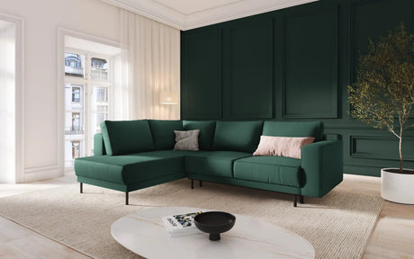 Caro 5-Sitzer Ecksofa Linke Seite, mit Schlaffunktion, in Strukturierter Stoff (Meg359) in Grün, 247x187 cm – Bild 2