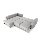 Caro 5-Sitzer Ecksofa Linke Seite, mit Schlaffunktion, in Strukturierter Stoff (Meg363) in Hellgrau, 247x187 cm – Bild 5