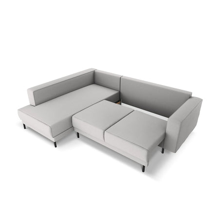 Caro 5-Sitzer Ecksofa Linke Seite, mit Schlaffunktion, in Strukturierter Stoff (Meg363) in Hellgrau, 247x187 cm – Bild 6