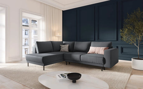 Caro 5-Sitzer Ecksofa Linke Seite, mit Schlaffunktion, in Strukturierter Stoff (Meg367) in Dunkelgrau, 247x187 cm – Bild 2