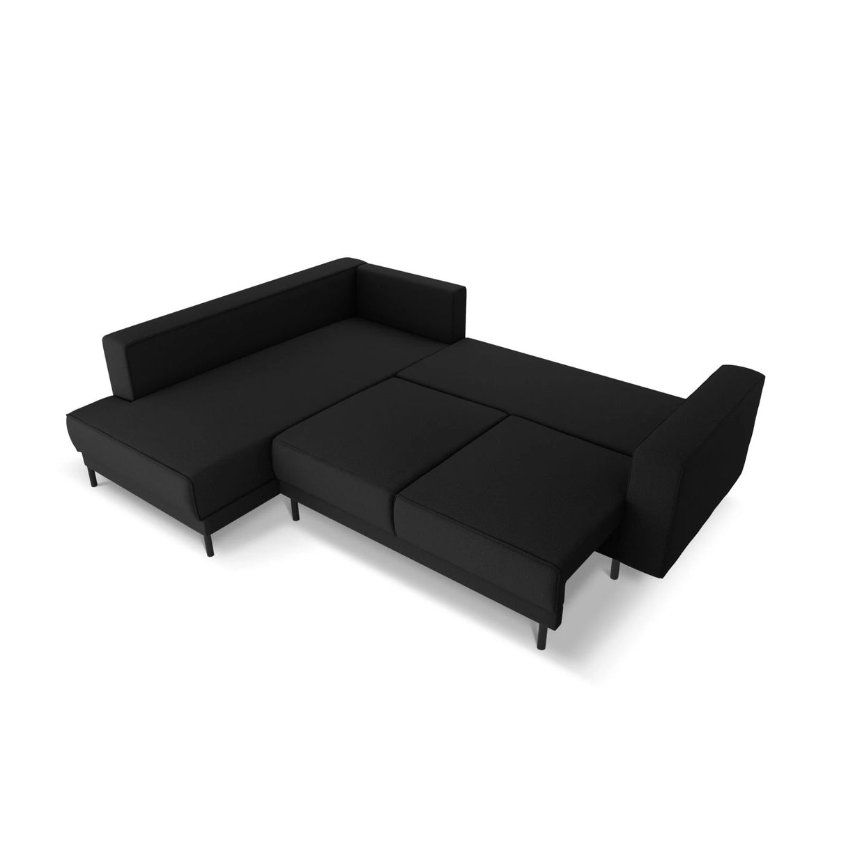 Caro 5-Sitzer Ecksofa Linke Seite, mit Schlaffunktion, in Strukturierter Stoff (Meg368) in Schwarz, 247x187 cm – Bild 5